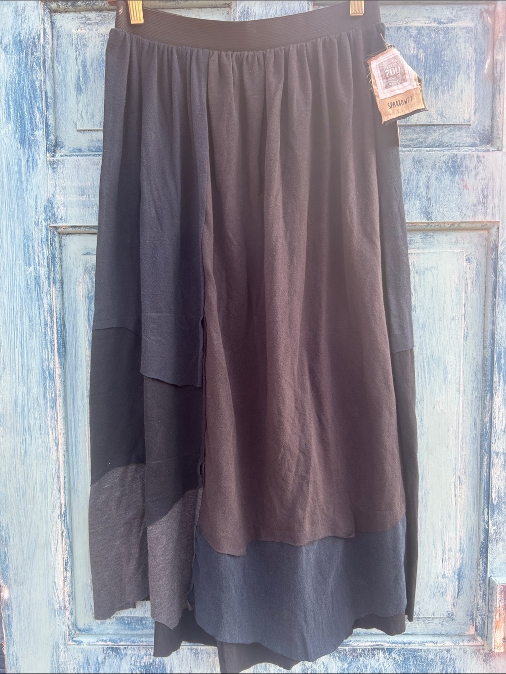 Upcycled patchwork t shirt skirt